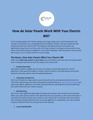 How do Solar Panels Work With Your Electric Bill?