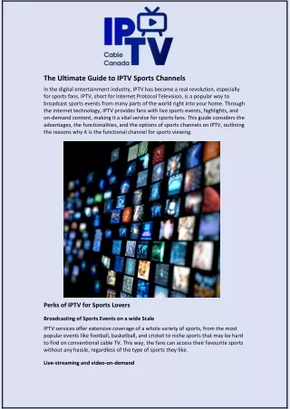 The Ultimate Guide to IPTV Sports Channels