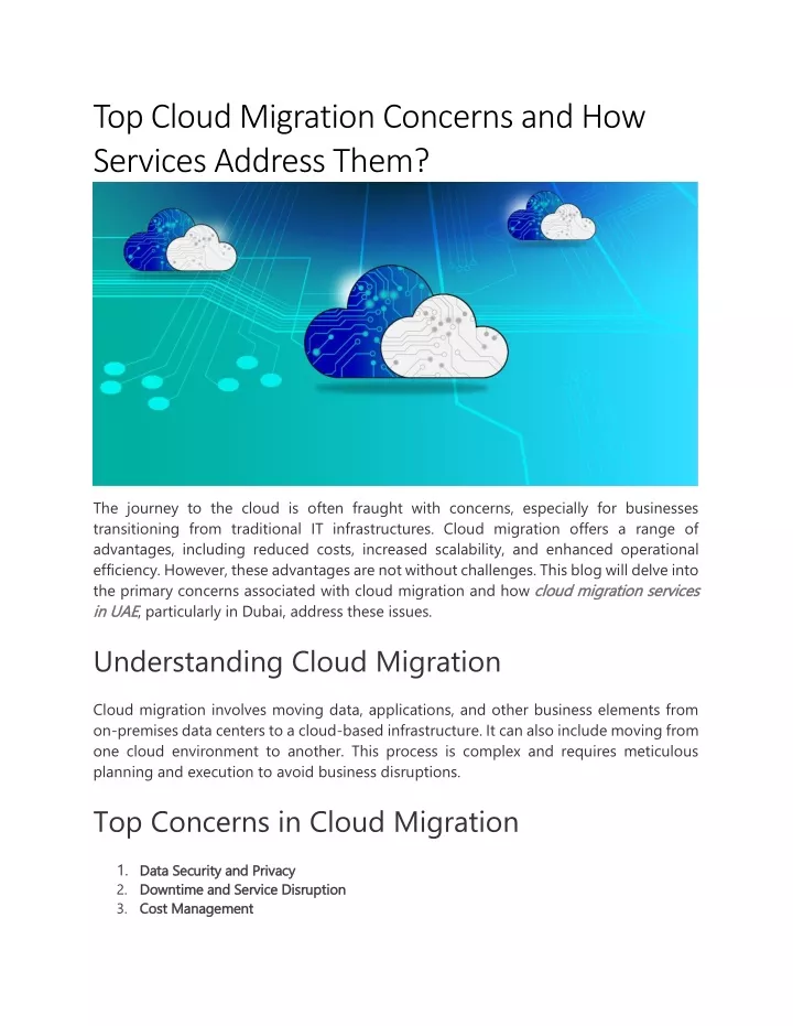 top cloud migration concerns and how services