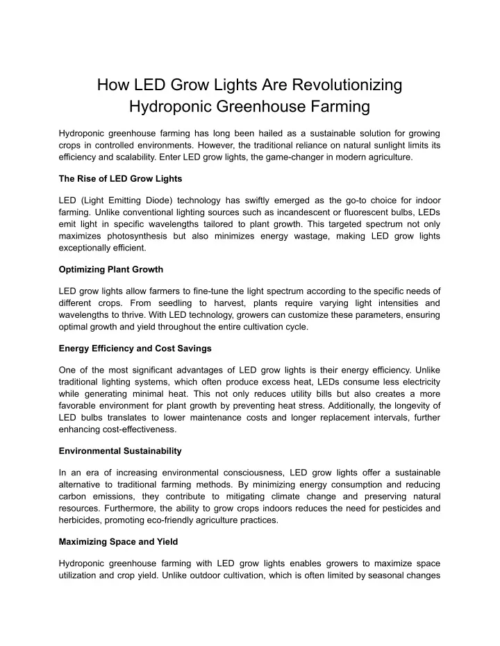 how led grow lights are revolutionizing