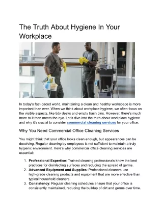 the truth about hygiene in your workplace