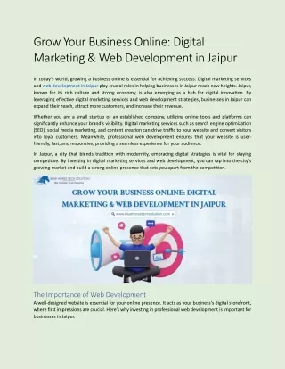 Grow Your Business Online -  Digital Marketing & Web Development in Jaipur