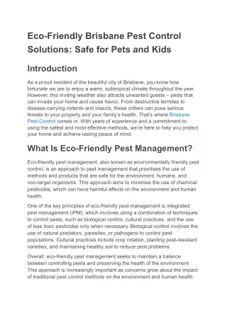 Eco-Friendly Brisbane Pest Control Solutions_ Safe for Pets and Kids