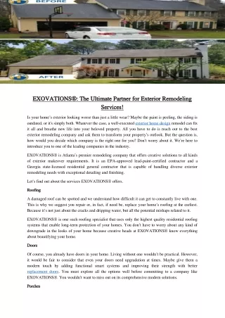 EXOVATIONS® The Ultimate Partner for Exterior Remodeling Services!