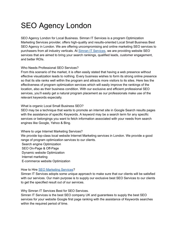 seo agency london