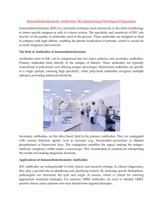 Immunohistochemistry Antibodies Revolutionizing Pathological Diagnostics