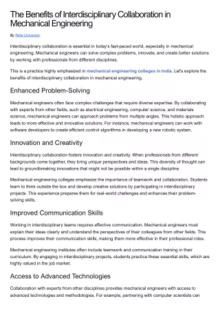 The Benefits of Interdisciplinary Collaboration in Mechanical Engineering