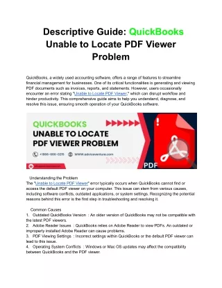 Descriptive Guide_ QuickBooks Unable to Locate PDF Viewer Problem
