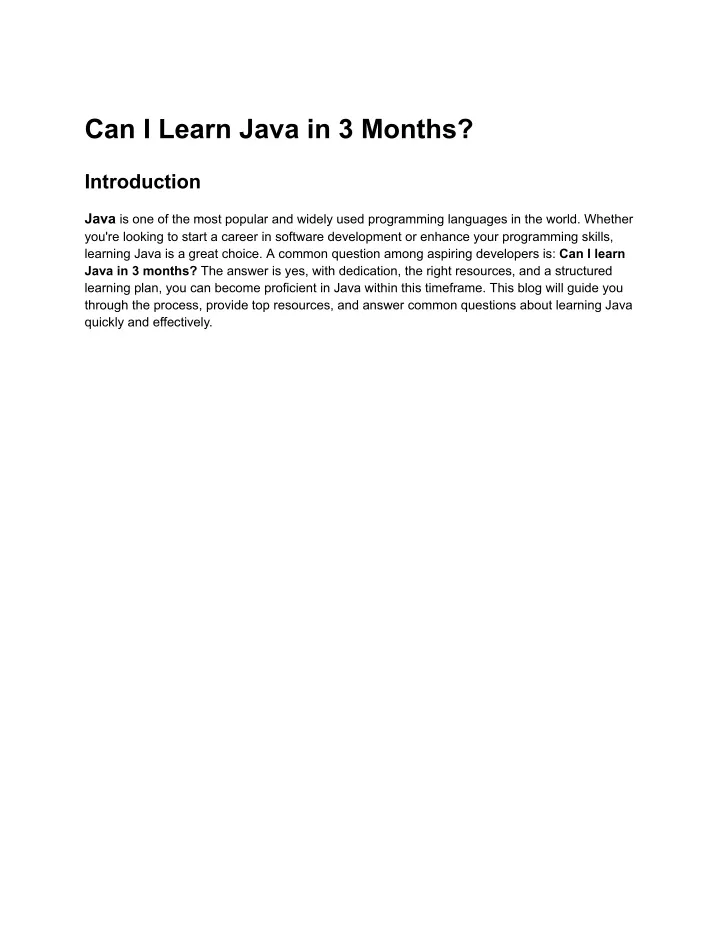PPT Can I Learn Java In 3 Months PowerPoint Presentation Free 