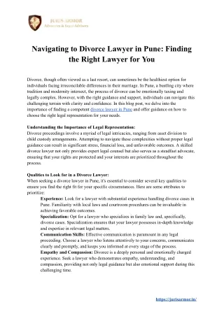 Navigating to Divorce Lawyer in Pune: Finding the Right Lawyer for You