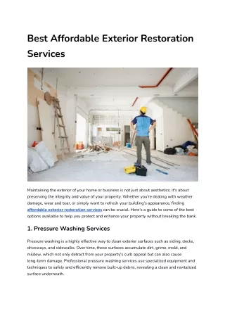 best affordable exterior restoration services