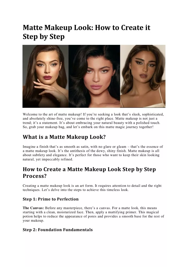 matte makeup look how to create it step by step