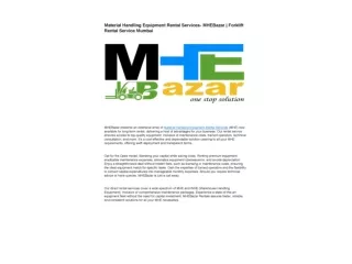 Material Handling Equipment Rental Services