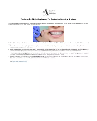 The Benefits Of Getting Braces For Teeth Straightening Brisbane