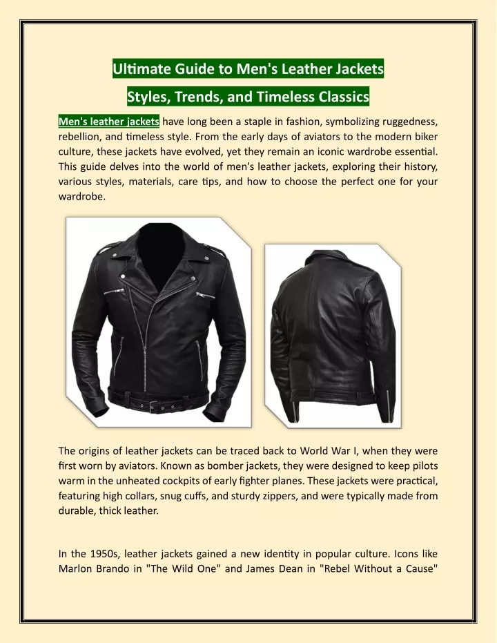 ultimate guide to men s leather jackets