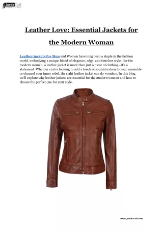 Leather Love_ Essential Jackets for the Modern Woman
