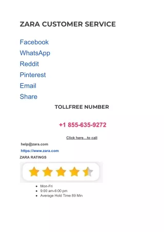 ZARA CUSTOMER SERVICE