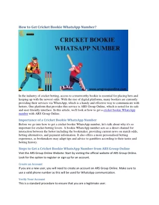 How to Get Cricket Bookie WhatsApp Number?