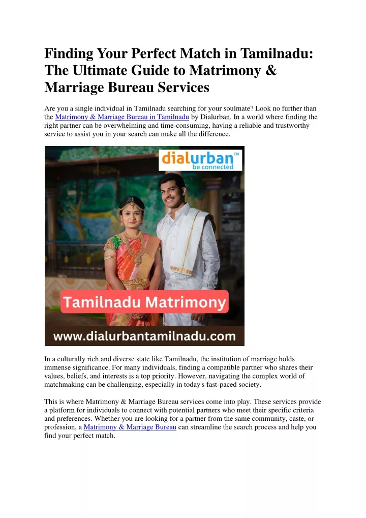 finding your perfect match in tamilnadu