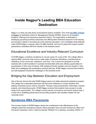 Inside Nagpur's Leading BBA Education Destination