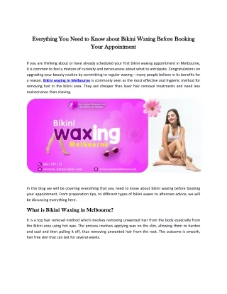 Everything You Need to Know about Bikini Waxing Before Booking Your Appointment