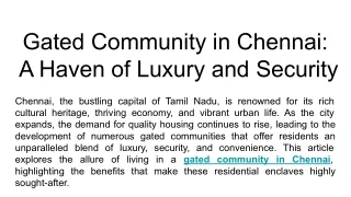 Gated Community in Chennai_ A Haven of Luxury and Security