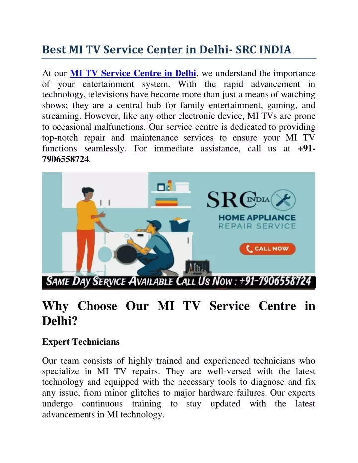 best mi tv service center in delhi src india