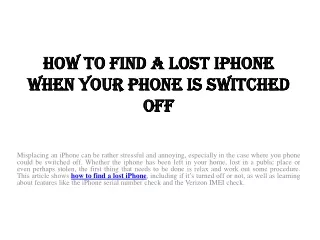 How to Find a Lost iPhone When Your Phone is Switched Off