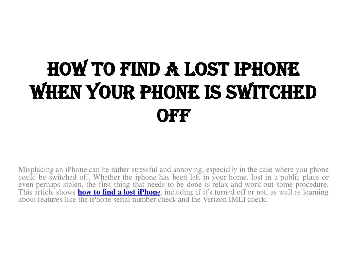 how to find a lost iphone when your phone is switched off