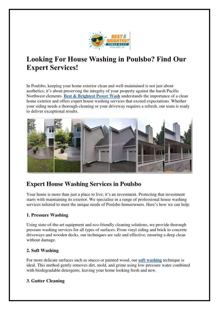 looking for house washing in poulsbo find