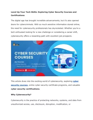 Level Up Your Tech Skills_ Exploring Cyber Security Courses and Certifications