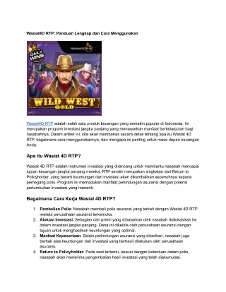 Wasiat4D RTP_ Panduan Lengkap dan Cara Menggunakan