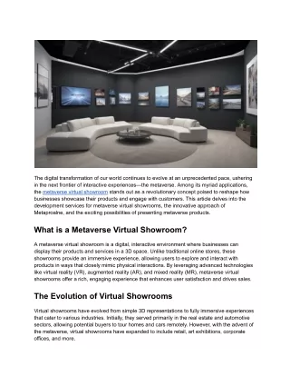 Metaverse Business Solutions: Interactive Showrooms