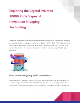 Experience Unmatched Vaping with Crystal Pro Max 10000 Puffs Vapes