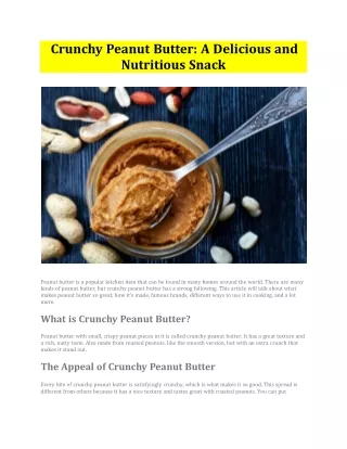 Crunchy Peanut Butter A Delicious and Nutritious Snack