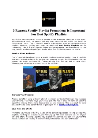 3 Reasons Spotify Playlist Promotions is Important For Best Spotify Playlists
