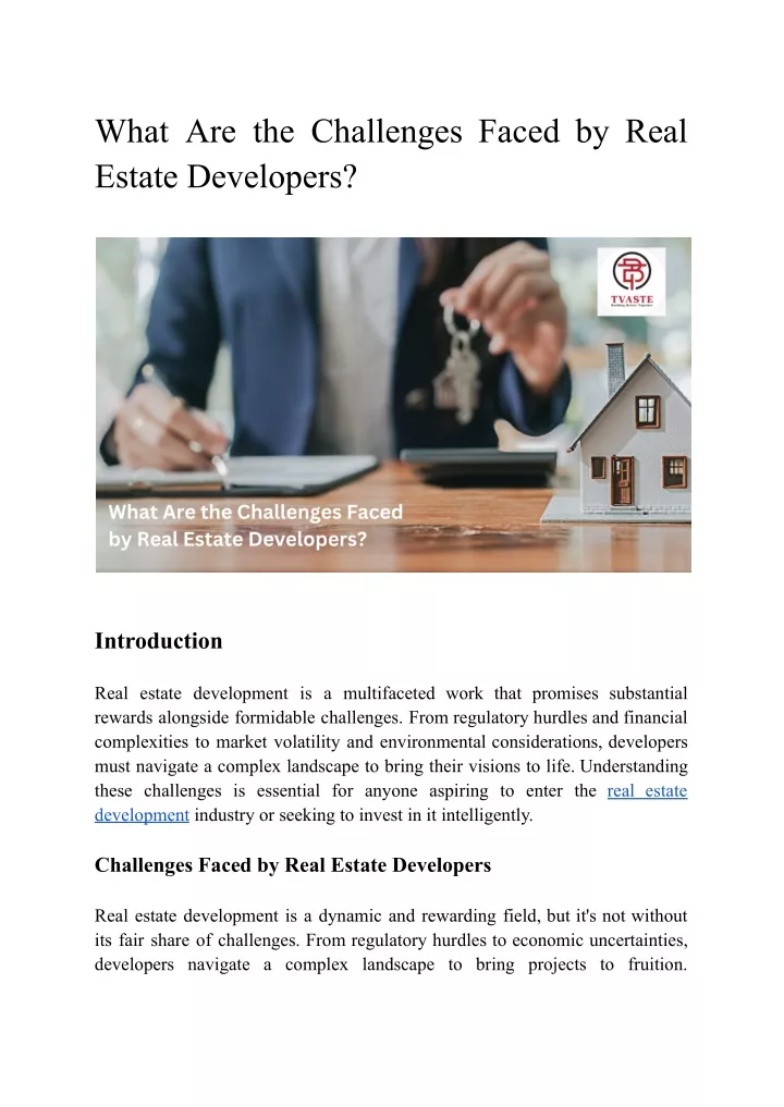 what are the challenges faced by real estate