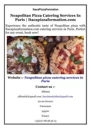 Neapolitan Pizza Catering Services In Paris  Itacapizzaformation.com