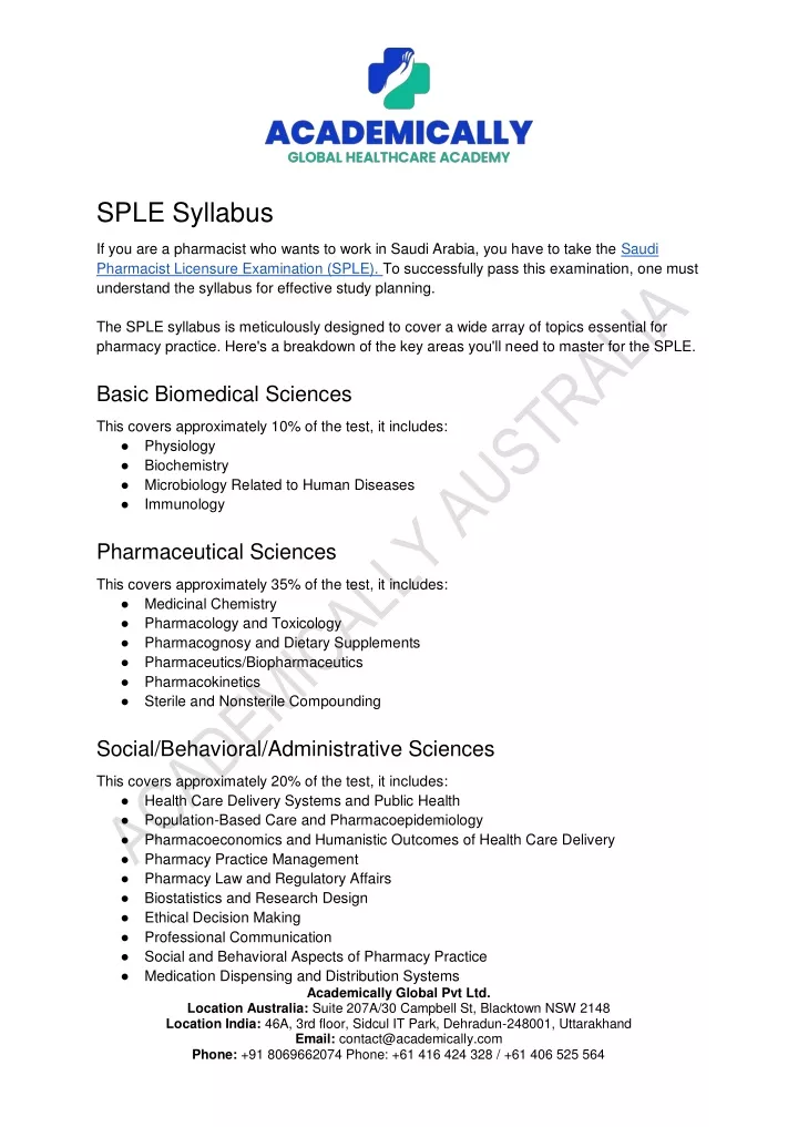 sple syllabus