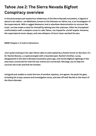 Tahoe Joe 2 The Sierra Nevada Bigfoot Conspiracy overview (1)