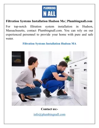 Filtration Systems Installation Hudson Ma  Plumbingnall