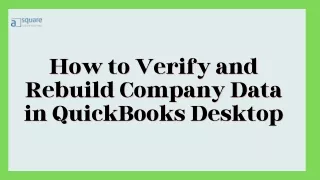 How to Verify and Rebuild Company Data in QuickBooks Desktop