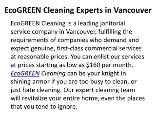 TRUSTED VANCOUVER CLEANING SERVICES | EcoGREEN