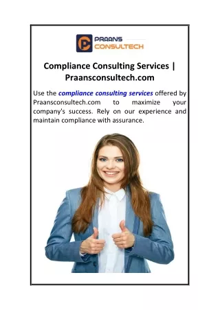 compliance consulting services praansconsultech