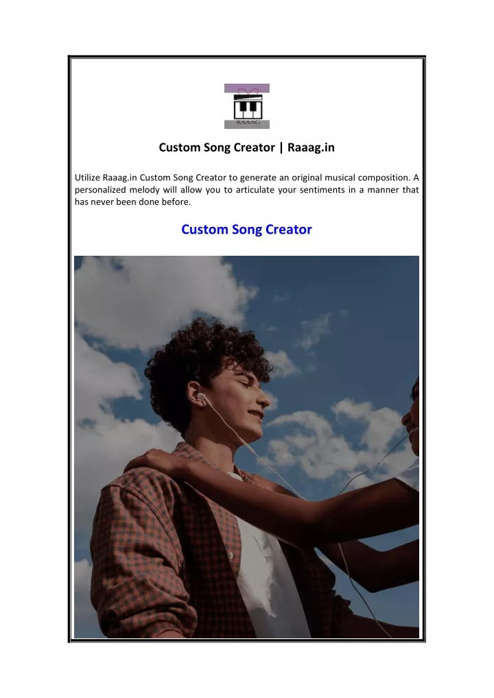 custom song creator raaag in