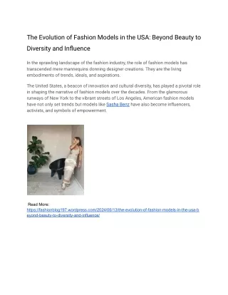 The Evolution of Fashion Models in the USA_ Beyond Beauty to Diversity and Influence