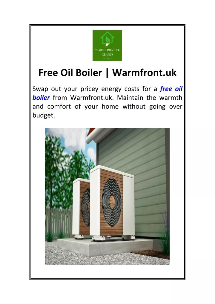 free oil boiler warmfront uk