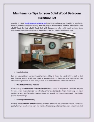 Maintenance Tips for Your Solid Wood Bedroom Furniture Set