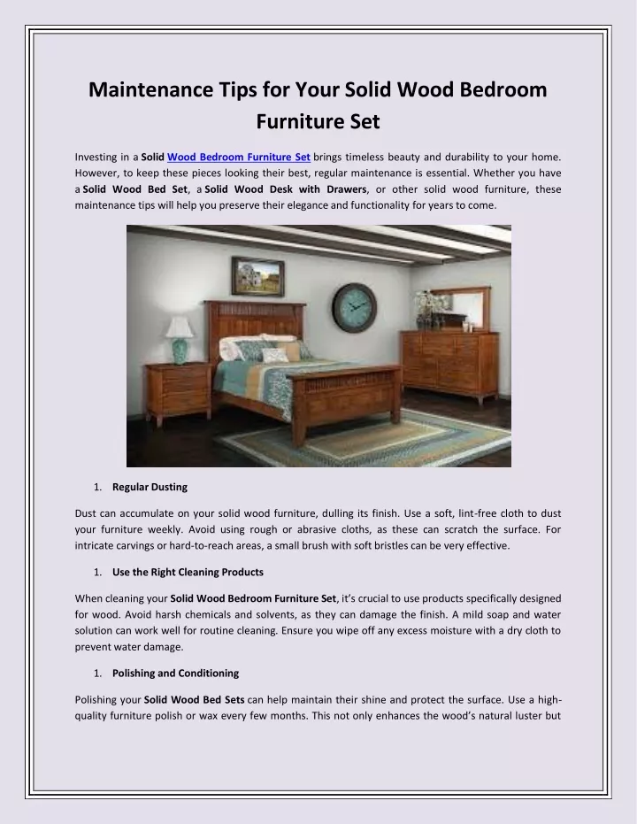 maintenance tips for your solid wood bedroom