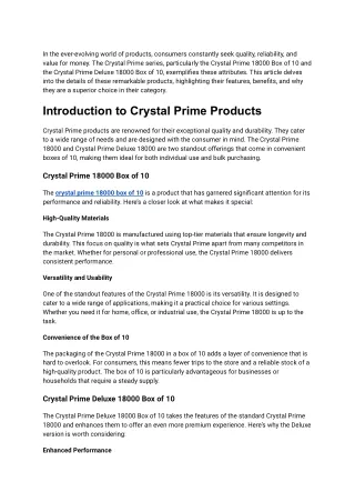 Discovering the Excellence of Crystal Prime Products